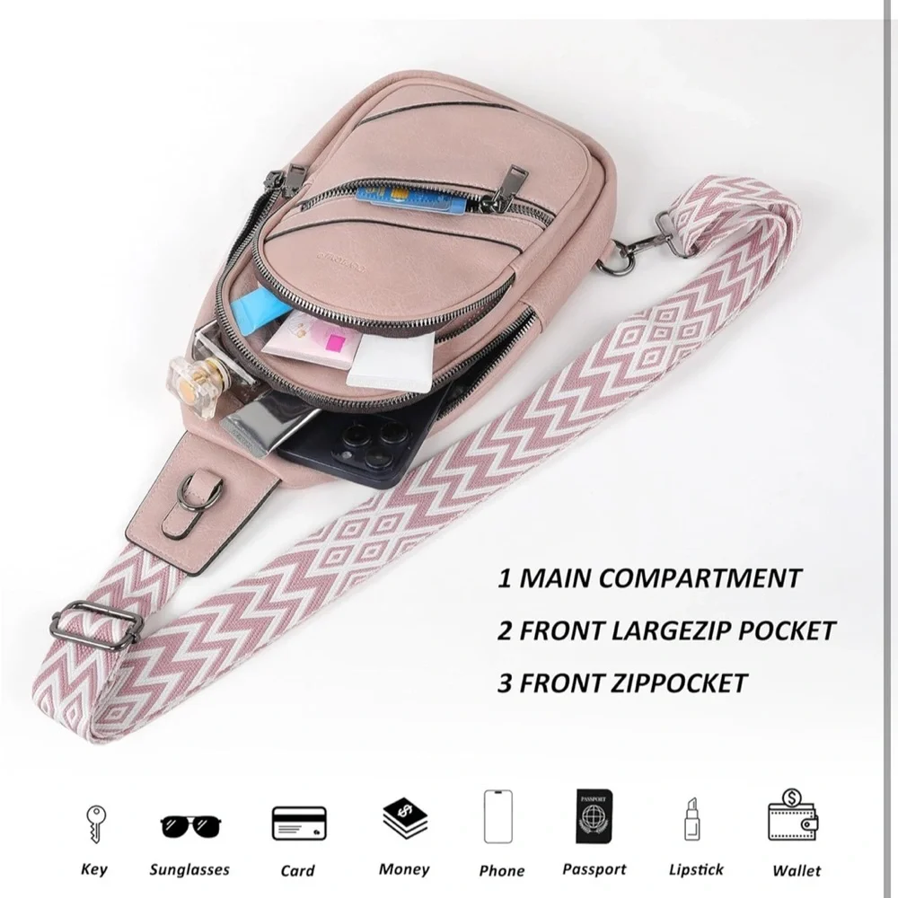 Pink leather Crossbody Bag
